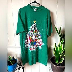 Vintage | Christmas dogs single stitch 80s/90s sleep shirt/ nightgown
